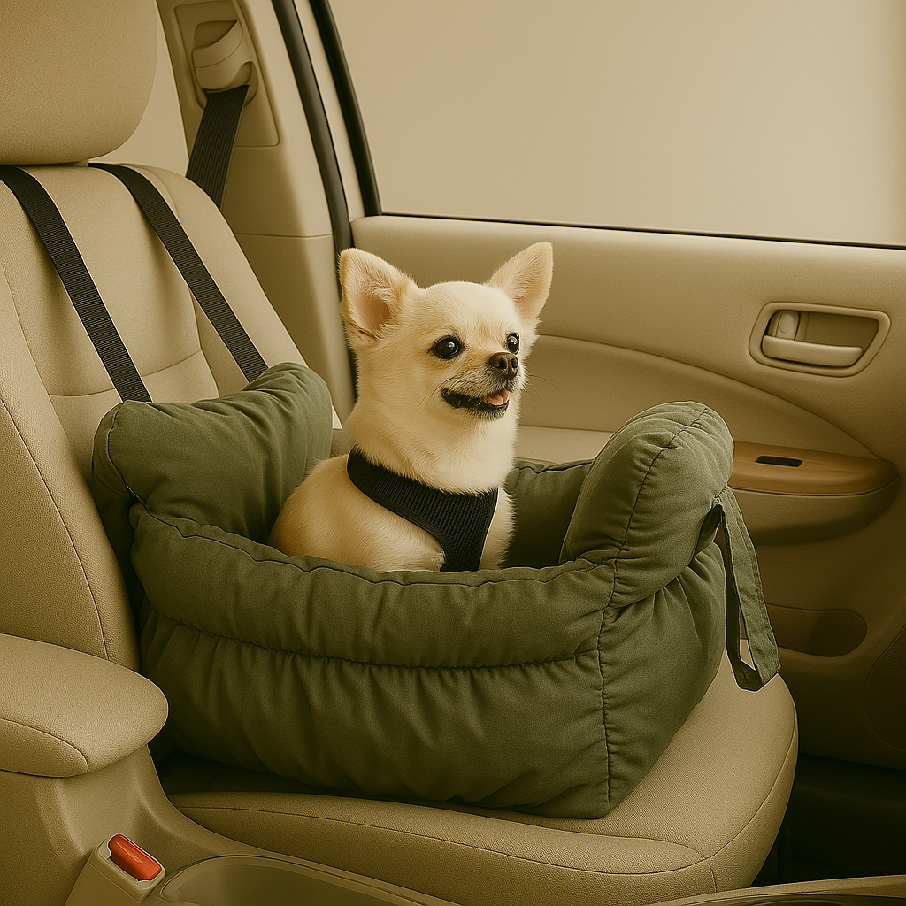 Autostoel Hond Luxe Hondenmand Met Wasbare Hoes & Veilig Tuigje Clip