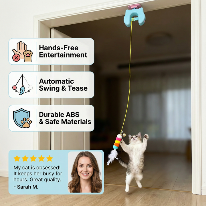 Interactief Kat Veer Speelgoed – Elektrische Deurhangende Auto Swing Kat Teaser