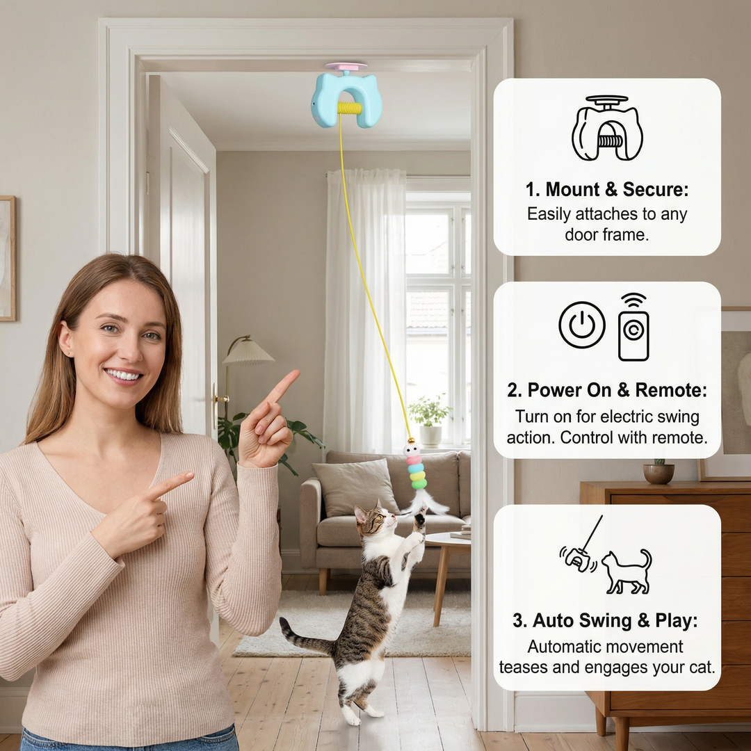 Interactief Kat Veer Speelgoed – Elektrische Deurhangende Auto Swing Kat Teaser