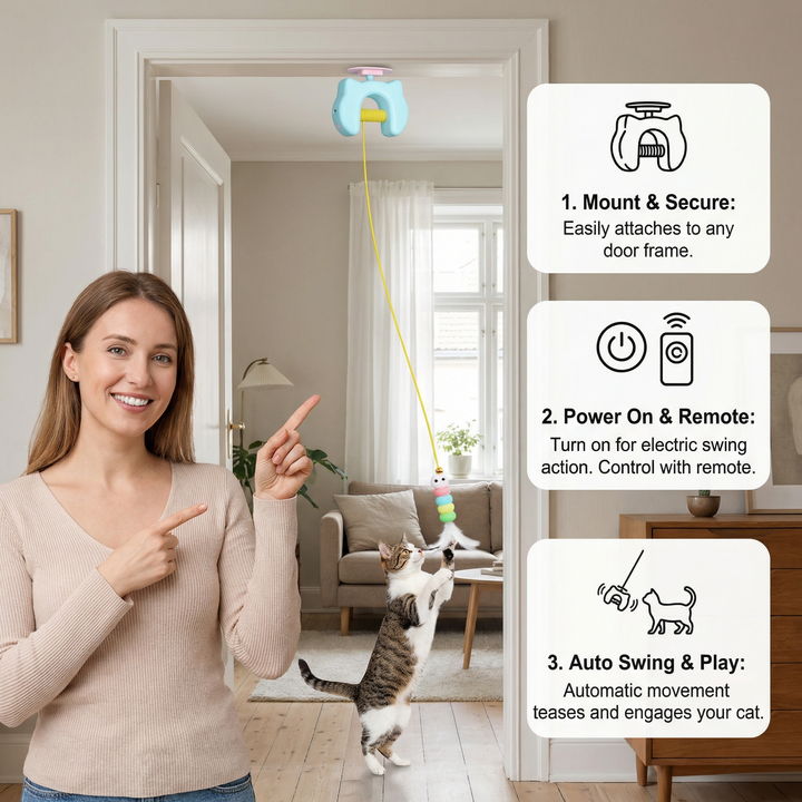 Interactief Kat Veer Speelgoed – Elektrische Deurhangende Auto Swing Kat Teaser