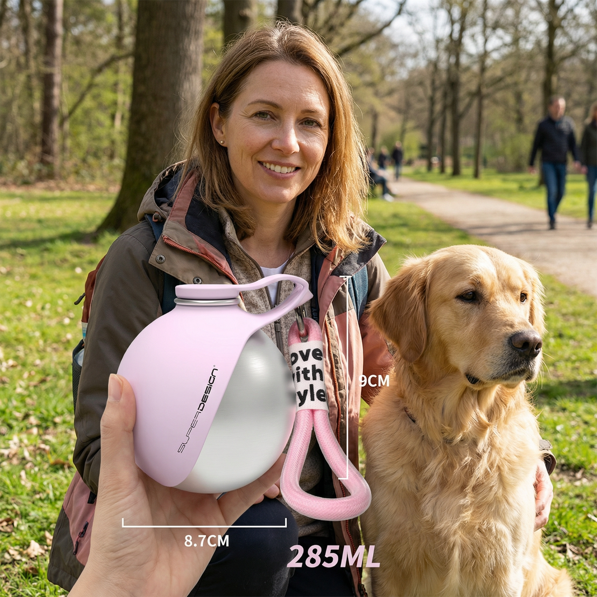 2-in-1 Honden Reiswaterfles – Lekvrije RVS Fles met Siliconen Kom