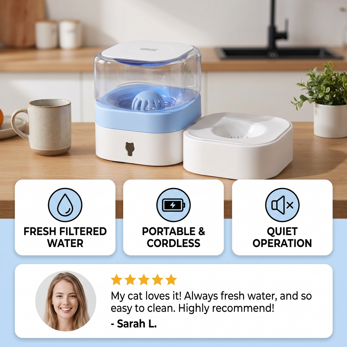 Automatische draagbare waterdispenser voor katten