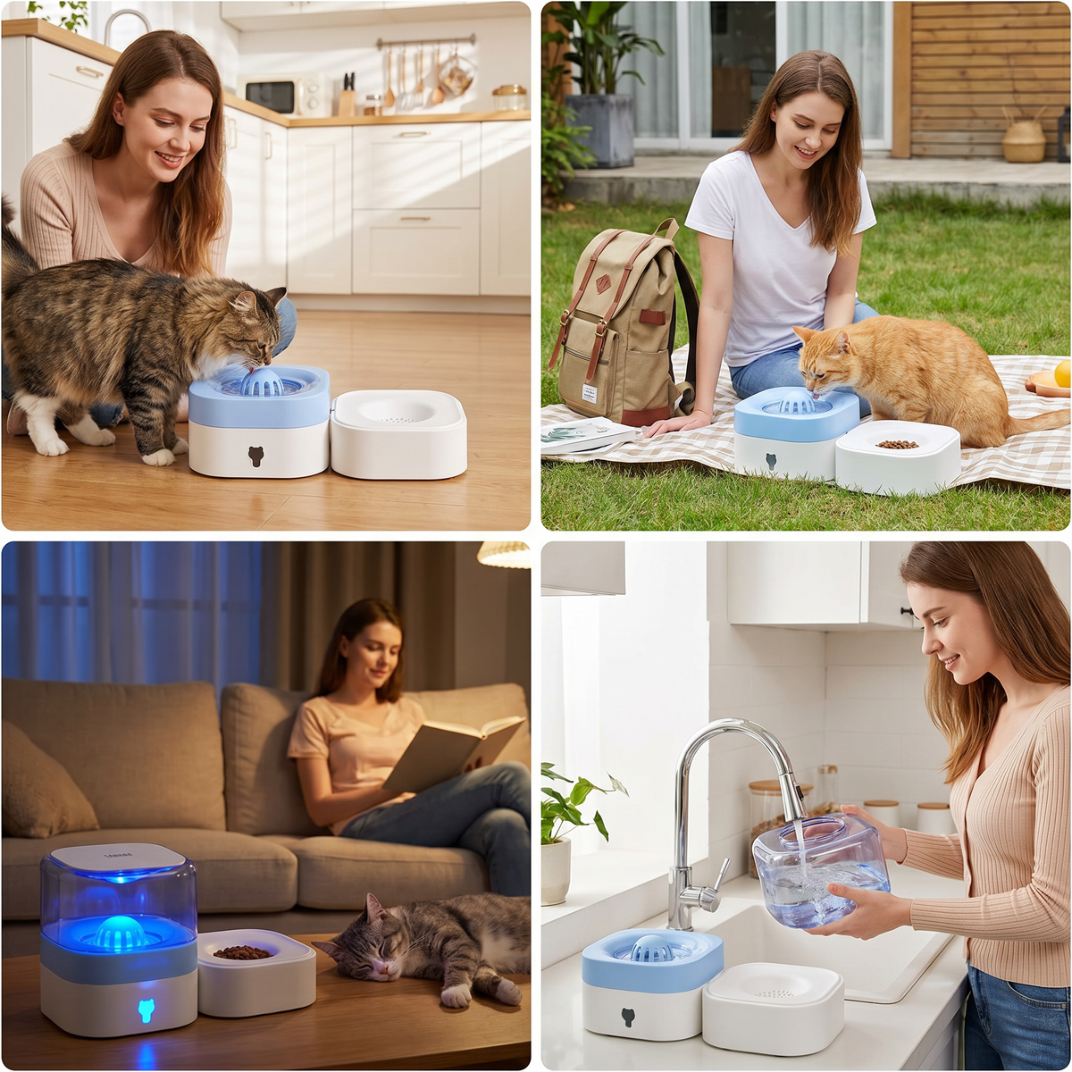 Automatische draagbare waterdispenser voor katten