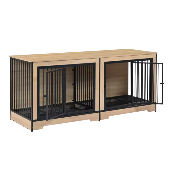 Xl Hondenbench Japandi Stijl Houten Bench Met Stalen Spijlen