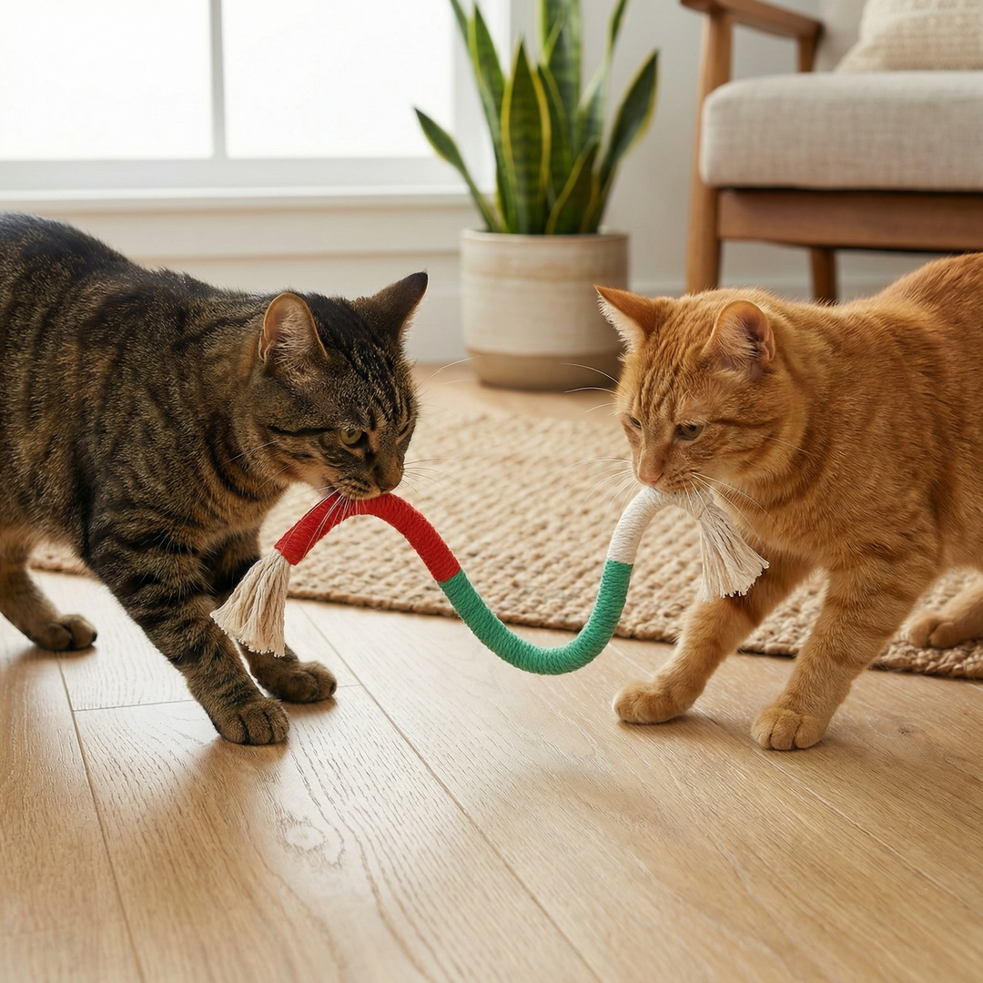 Natuurlijke kattenkauwtouw – robuust, bevordert tandhygiëne en vermindert stress