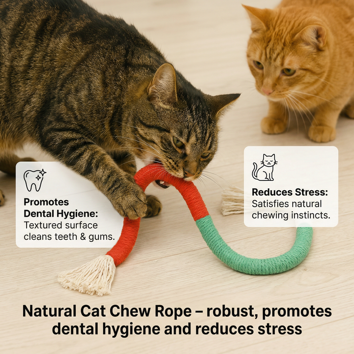 Natuurlijke kattenkauwtouw – robuust, bevordert tandhygiëne en vermindert stress