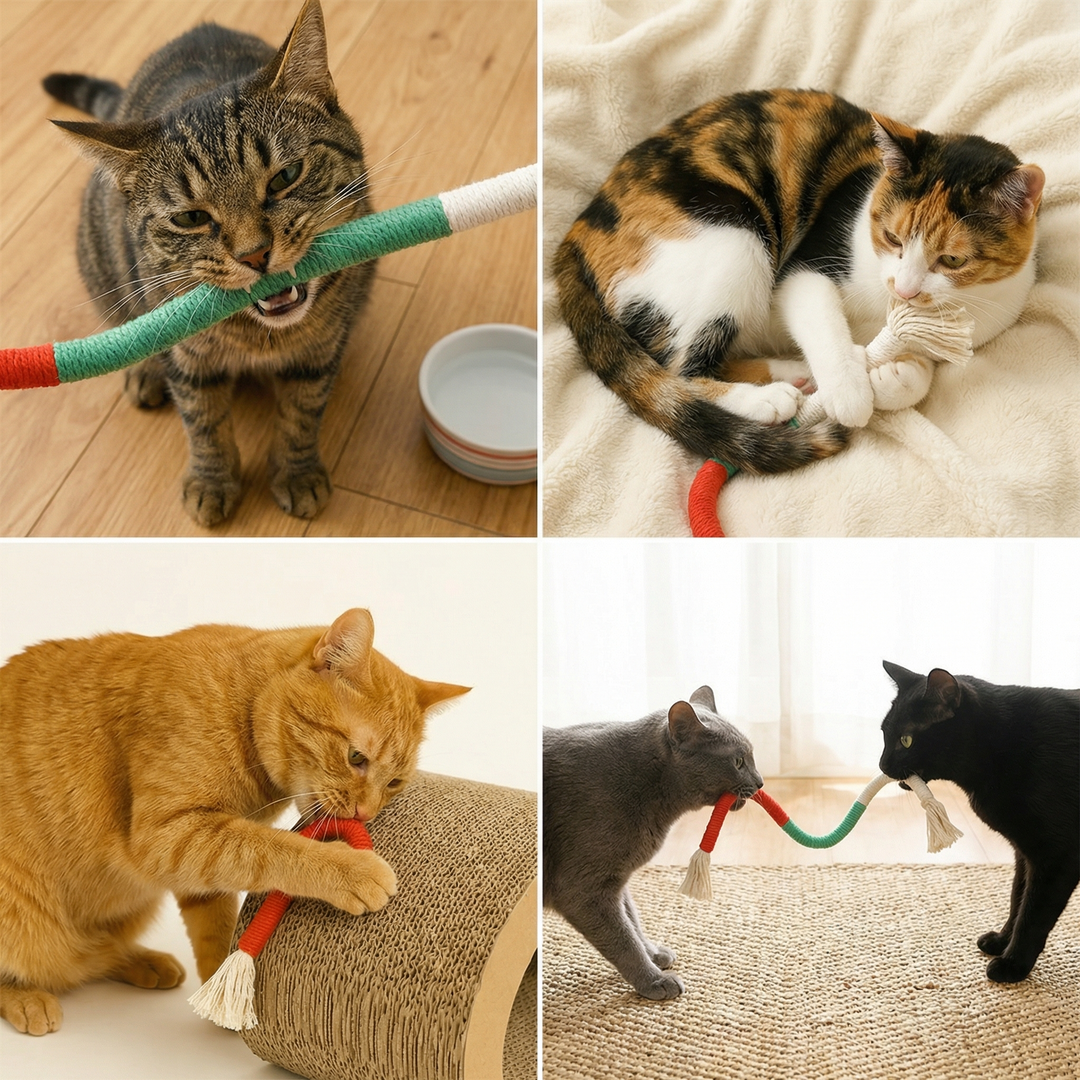 Natuurlijke kattenkauwtouw – robuust, bevordert tandhygiëne en vermindert stress