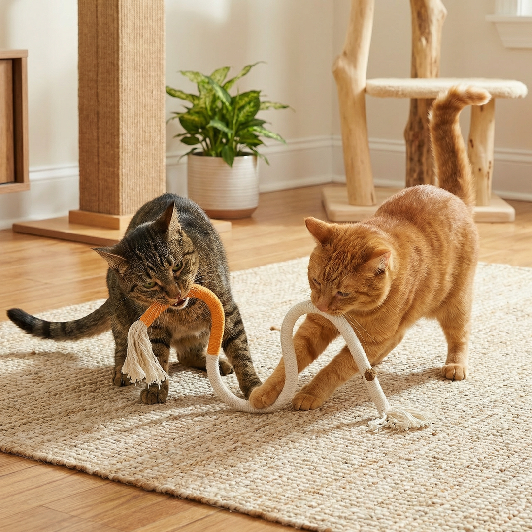Natuurlijke kattenkauwtouw – robuust, bevordert tandhygiëne en vermindert stress