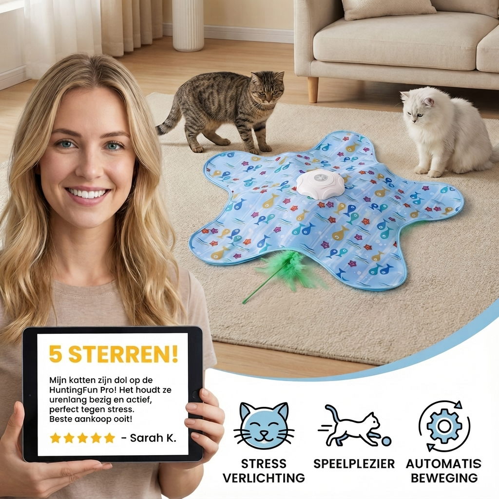 HuntingFun Pro – Automatisch kattenspeelgoed voor stressverlichting en speelplezier
