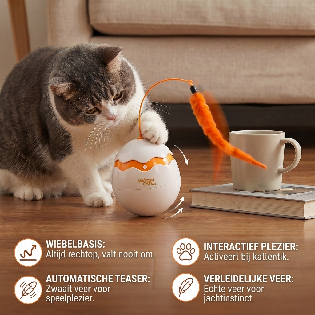 Interactief Wobbel Ei Kat Speelgoed – Automatische Veer Teaser