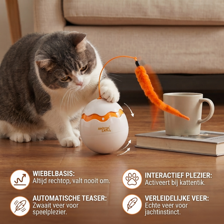 Interactief Wobbel Ei Kat Speelgoed – Automatische Veer Teaser