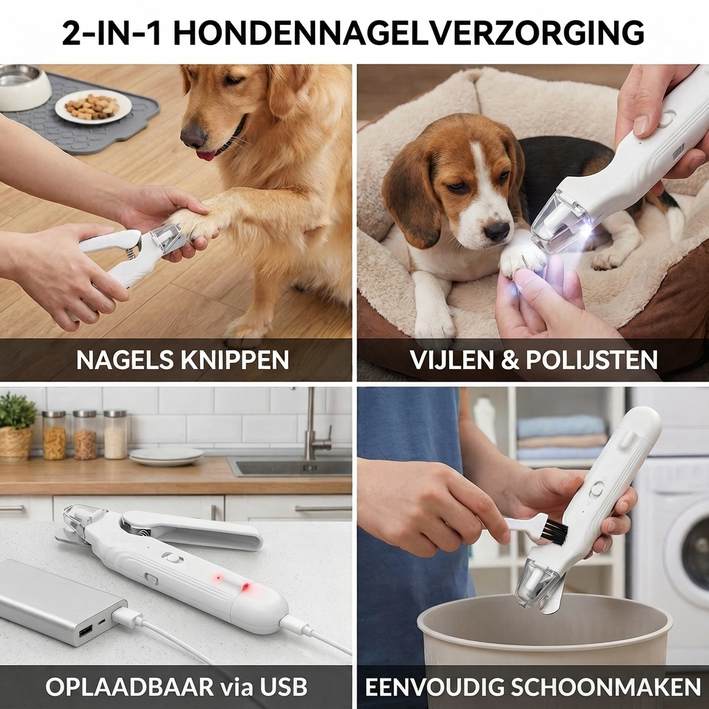 2-in-1 Professionele Honden Nagelknipper & Vijl – Ultra-Stil & Oplaadbaar