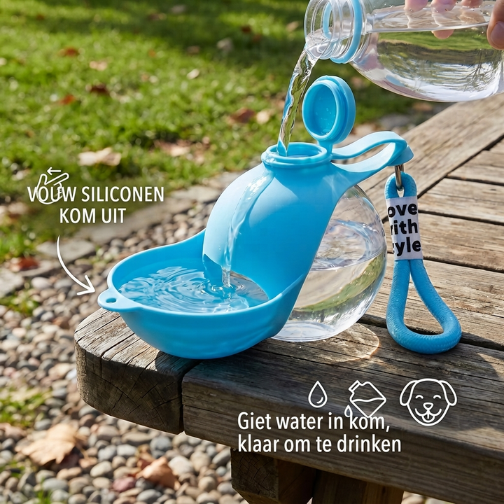 Sphere 2-in-1 Hondenwaterfles met Siliconen Kom – Lekvrij Reisflesje