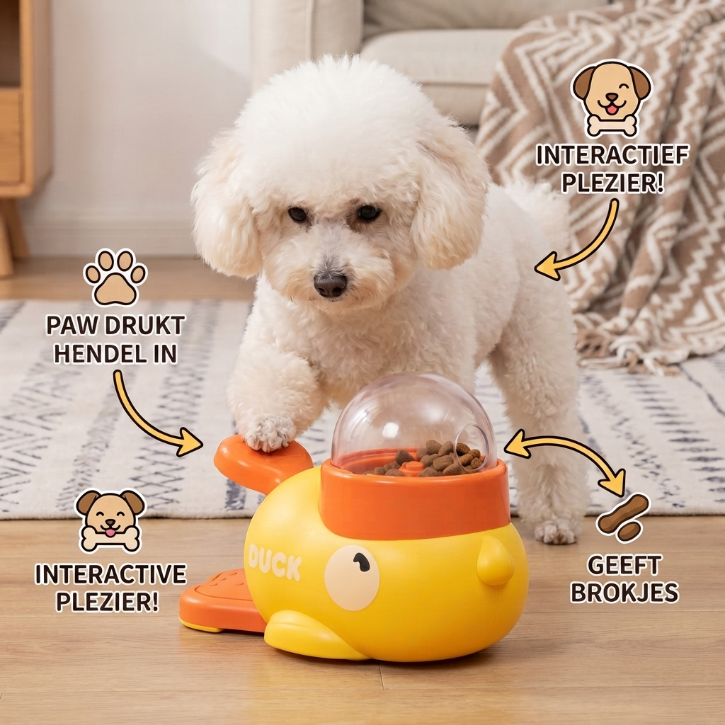 Interactieve zelfvoederdispenser voor honden