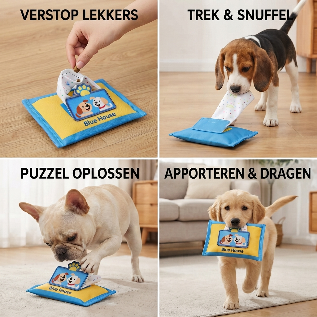 Duurzaam Snuffel Speelgoed voor Honden – Squeaky Neuswerk Puzzel met Verborgen Snackvak