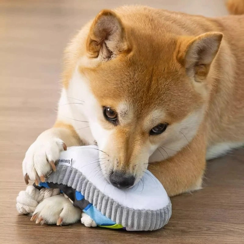 Squeaky slipper met stevige katoenen touw – tandverzorging en plezier voor honden