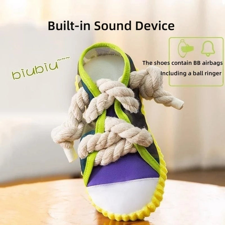 Squeaky slipper met stevige katoenen touw – tandverzorging en plezier voor honden